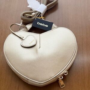 Bebe Gold Heart-Shaped Mini Bag